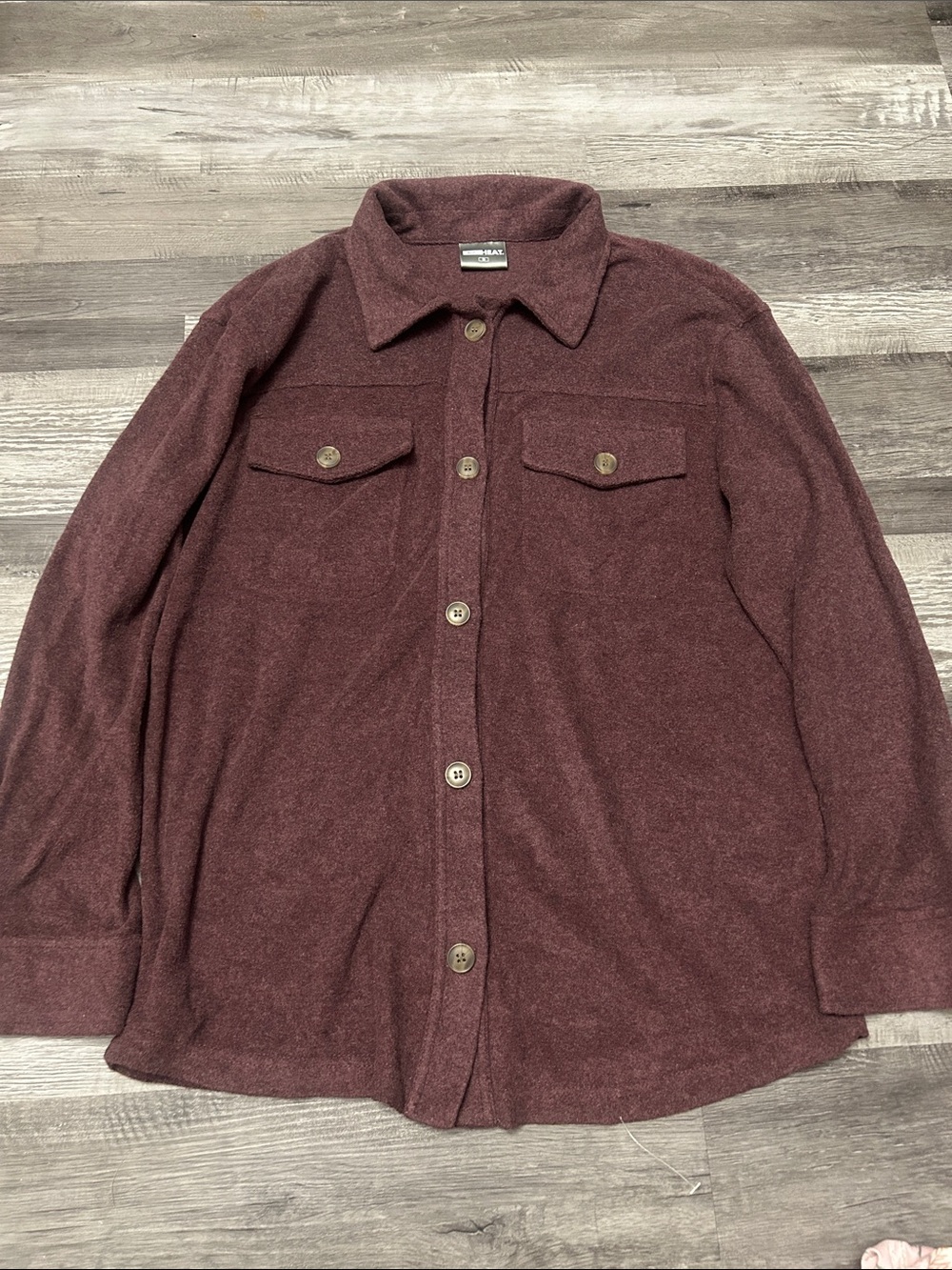 32 Degrees Burgundy Button-Front Shacket